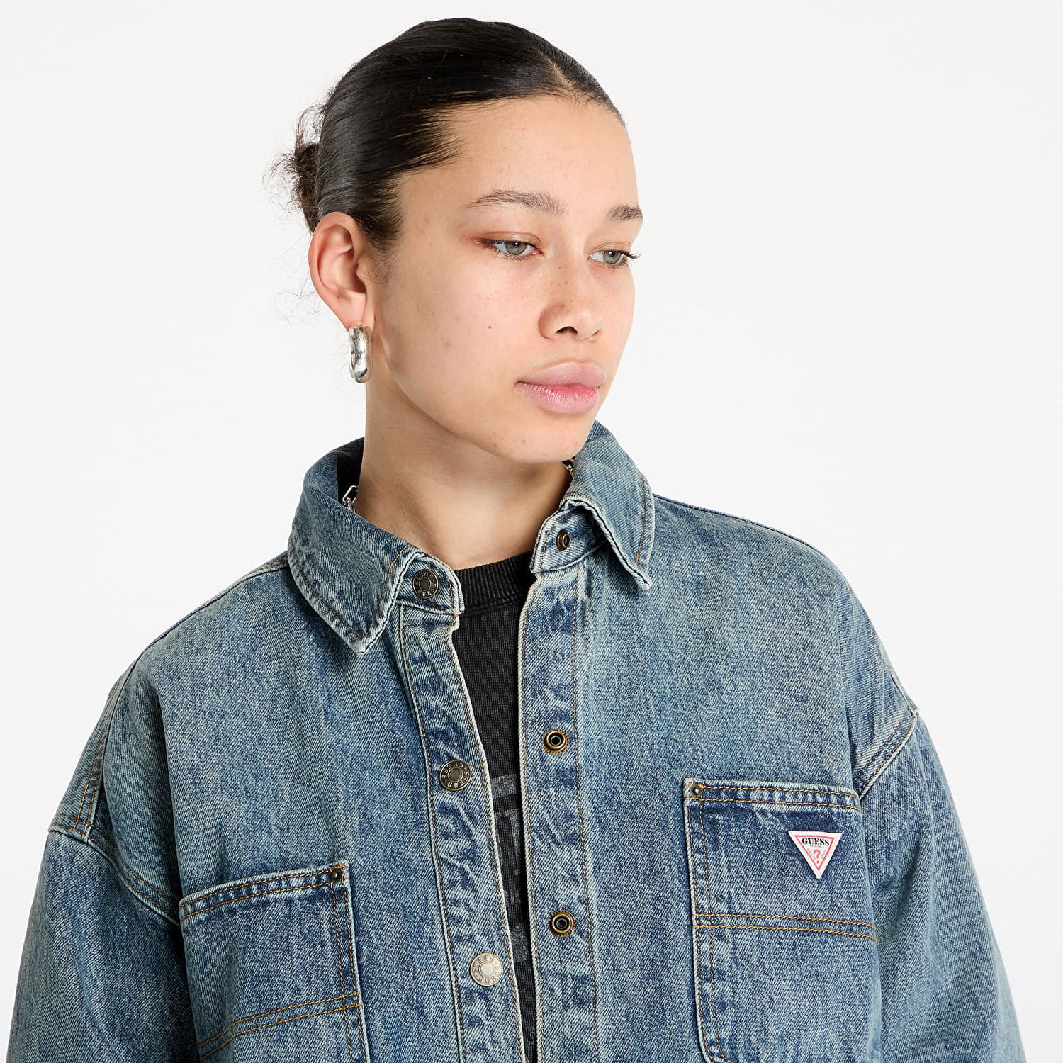 Skjorte GUESS Guess Originals Carpenter Oversize Denim Shirt Blå | W5RG67D4XY0-GOVV, 1