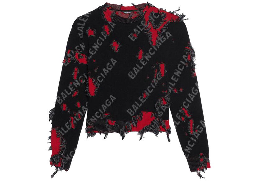 Sweater Balenciaga Destroyed Small Crewneck Grå | 662528T16035963