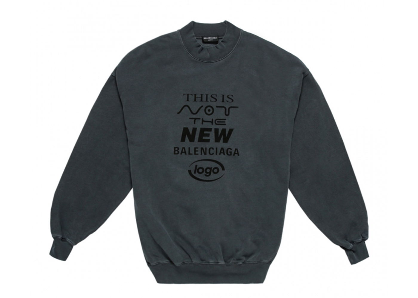 Sweater Balenciaga This Is Not Logo Crewneck Sort | 652981TKVE41069, 0