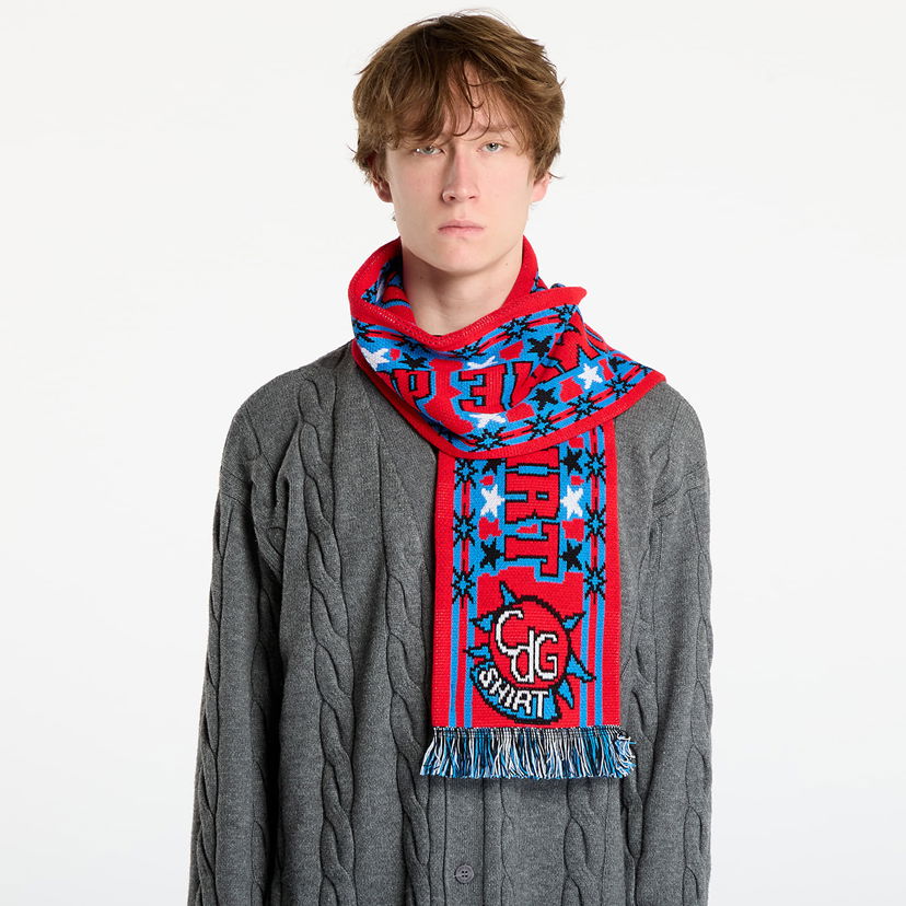 Tørklæde Comme des Garçons Comme des Garçons SHIRT Graphic Knit Scarf Flerfarvet | FP-K401-W25 Blue