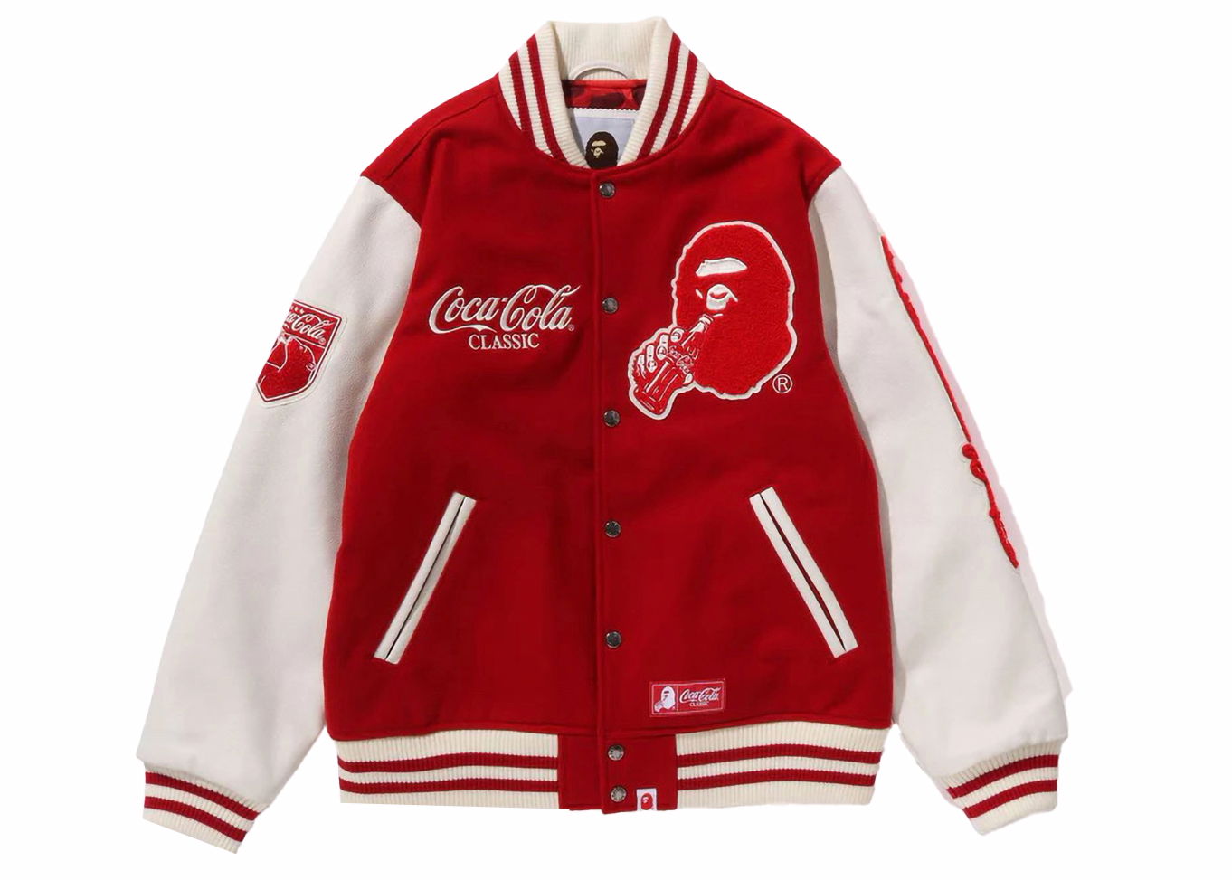Jakke BAPE BAPE x Coca-Cola Varsity Jacket Red Rød | 1J73-141-905, 0