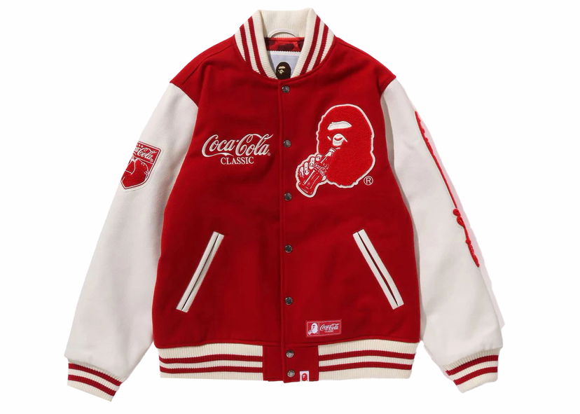 Jakke BAPE BAPE x Coca-Cola Varsity Jacket Red Rød | 1J73-141-905