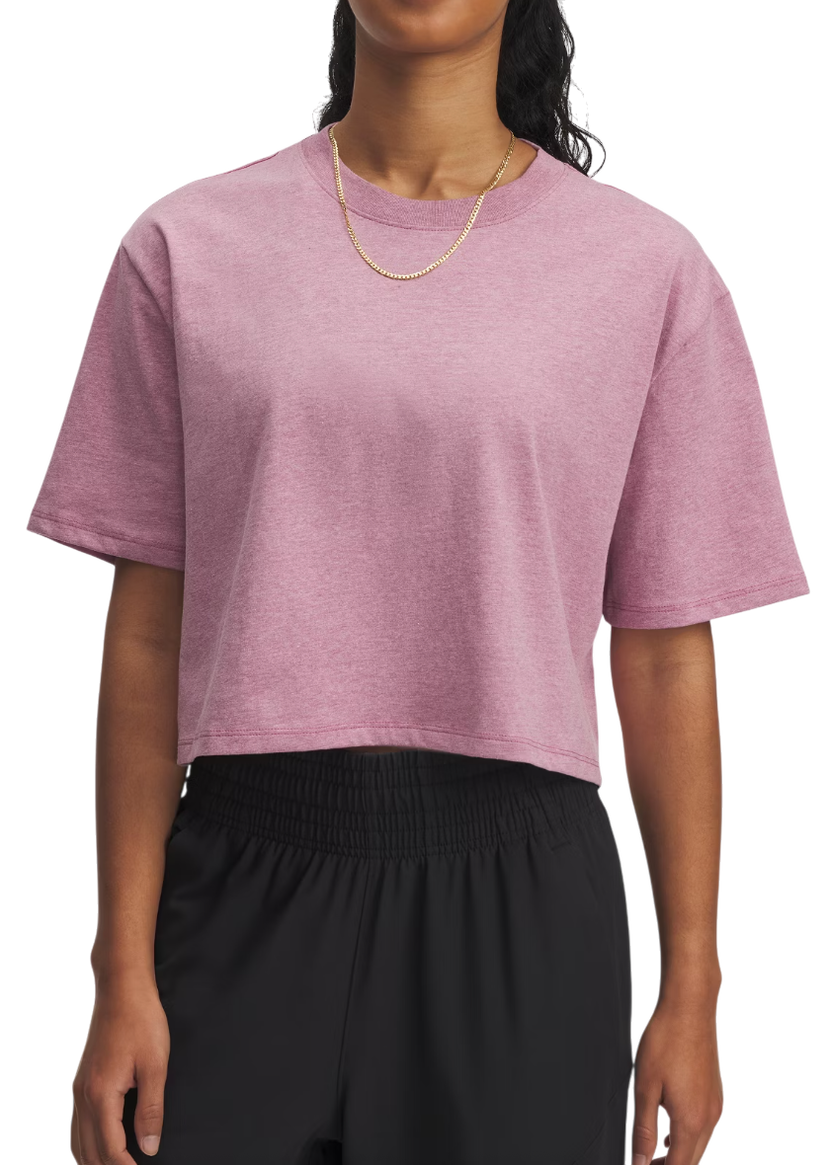 Crop top Under Armour Under Armour Rival Short Sleeve T-Shirt Lyserød | 1389721-659
