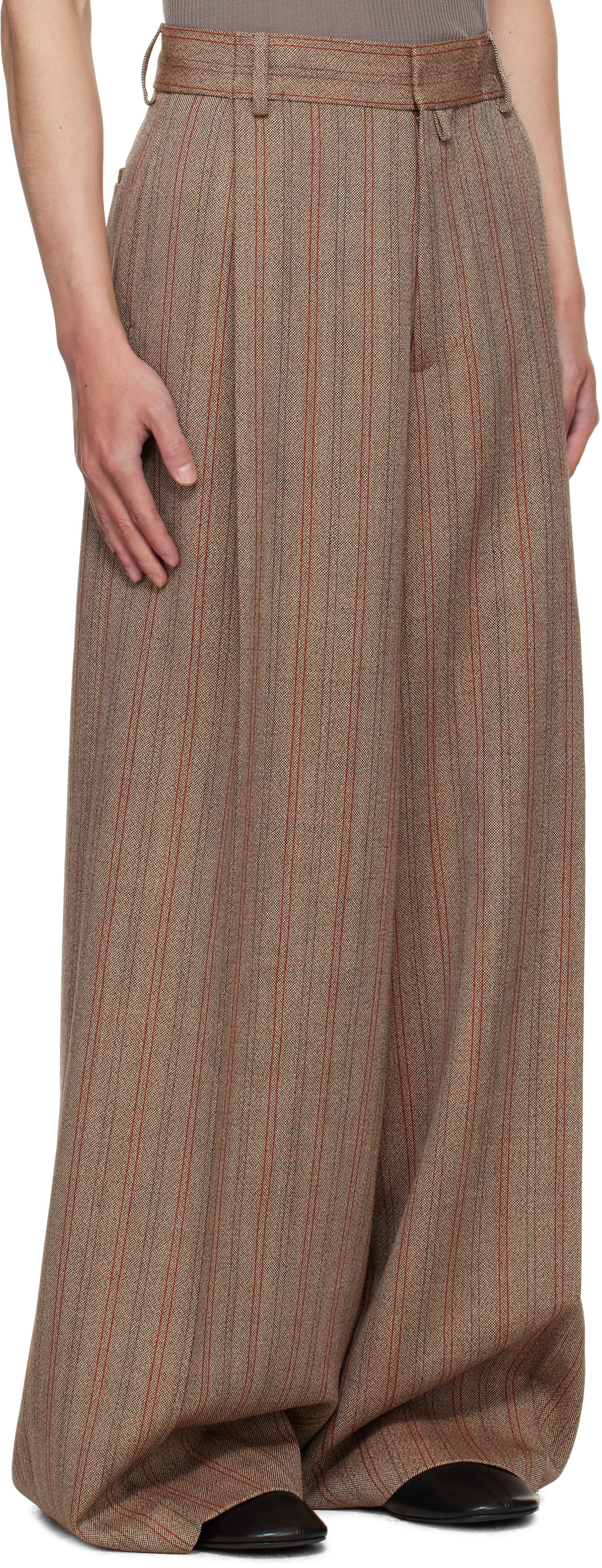 Bukser Dries Van Noten Dries Van Noten Wide Leg Pleated Trousers Brun | 252-020915-2056, 1