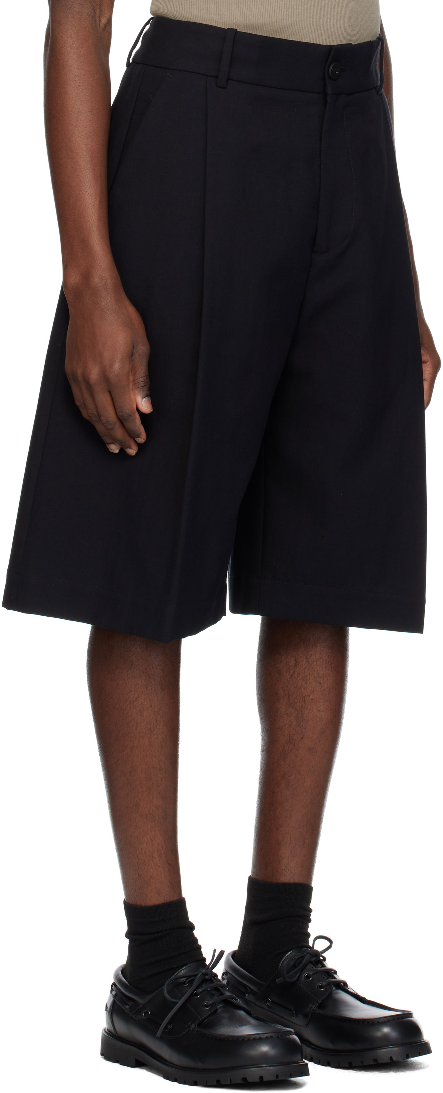 Shorts Studio Nicholson Studio Nicholson Fowld Wide-Leg Shorts Sort | FOWLD SNM - 1187, 1
