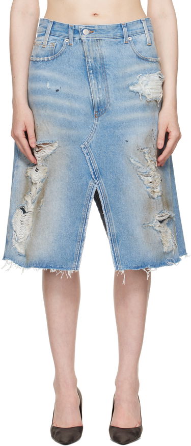 Nederdel Maison Margiela MM6 Maison Margiela Distressed Denim Midi Skirt Blå | S62MI0034 M30018, 0