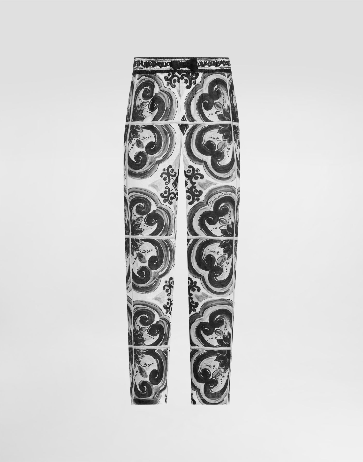 Bukser Dolce & Gabbana Dolce & Gabbana Majolica-Print Linen Trousers Flerfarvet | GV4LHTFP4M8IU3TN, 0