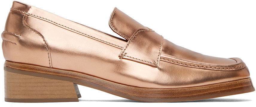 Sneakers og sko Eckhaus Latta Eckhaus Latta Square-Toe Penny Loafers with Block Heel Metalisk | FEKLMLTLO06V25, 0