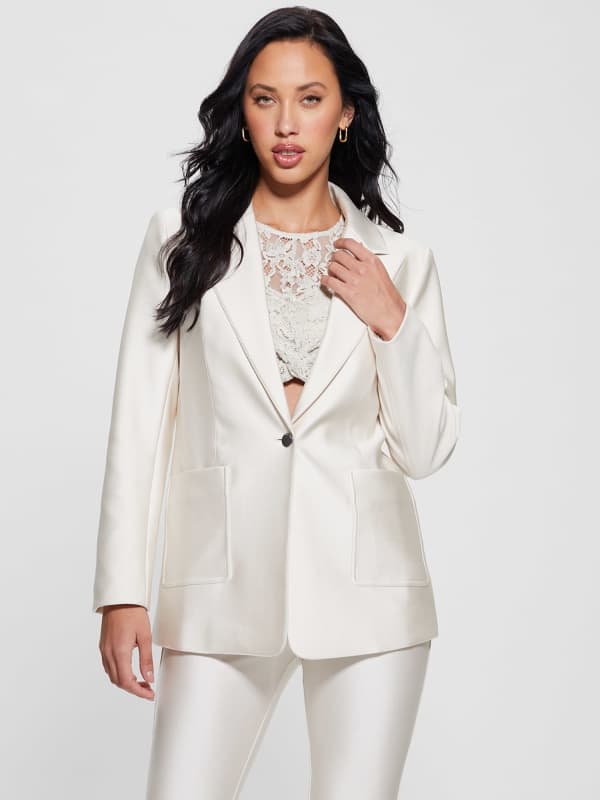 Jakke GUESS Single Breasted Blazer Hvid | W4RN58KC4C0, 0
