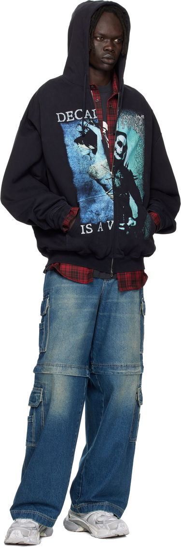 Sweatshirt VETEMENTS Vetements Cradle of Filth Cut-Up Oversized Zip-Up Hoodie Sort | UCF76ZU950BB, 3