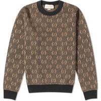 Sweater Gucci GG Logo Crewneck Brun | 761549-XKDK5-2673, 1