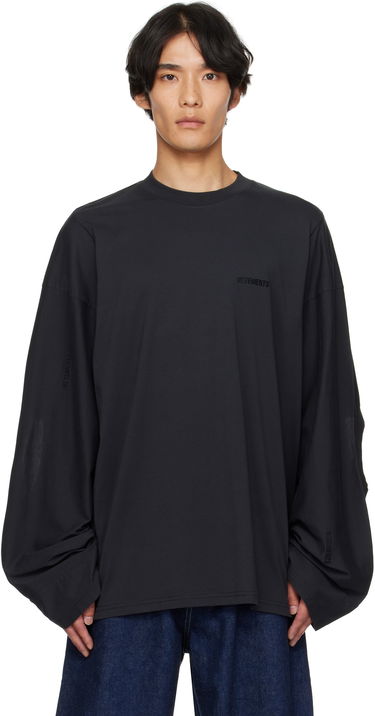 T-shirt VETEMENTS VETEMENTS Logo Cut-Up Longsleeve T-Shirt Sort | UH76LS580B, 0