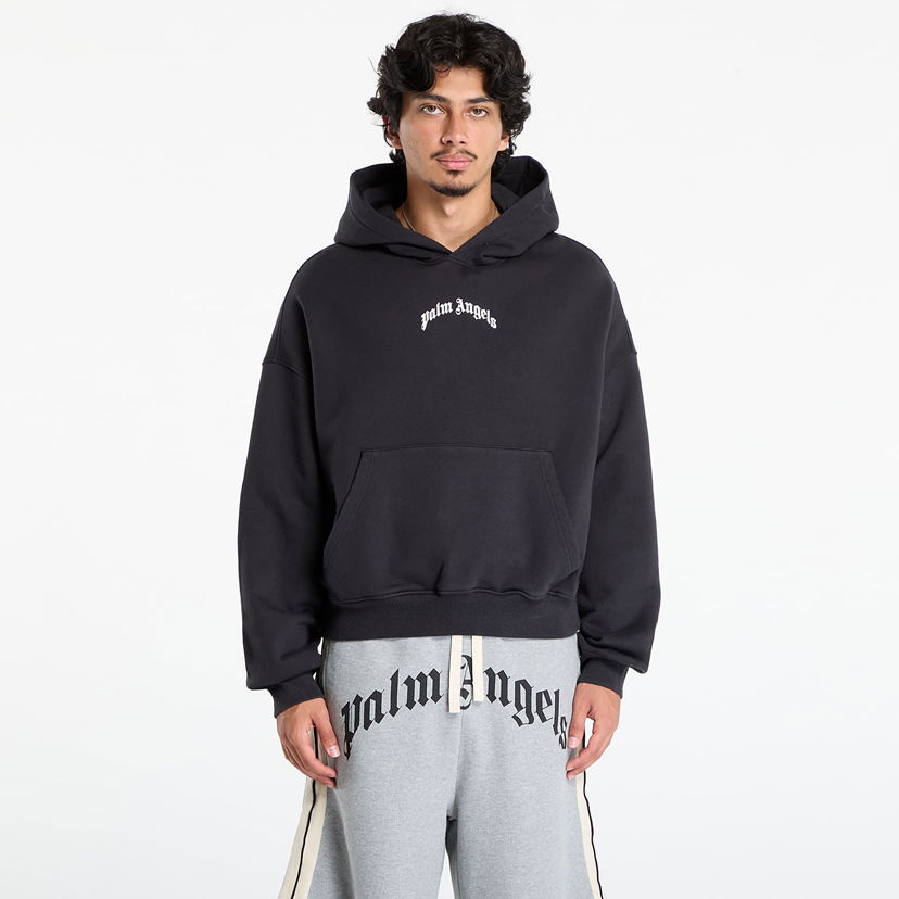 Sweatshirt Palm Angels Palm Angels Back Curved Logo Loose Hoody Sort | PMBB17EF25FLE0041003