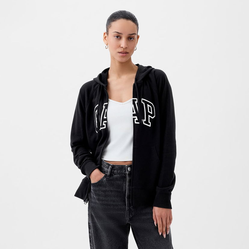 Sweatshirt GAP Fullzip Logo Hoodie True Black V2 Sort | 870536-05