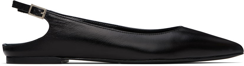 Tilbehør BY FAR BY FAR Koyna Creased Calf Leather Ballerina Flats Sort | MWFFC026CL034BK001PL