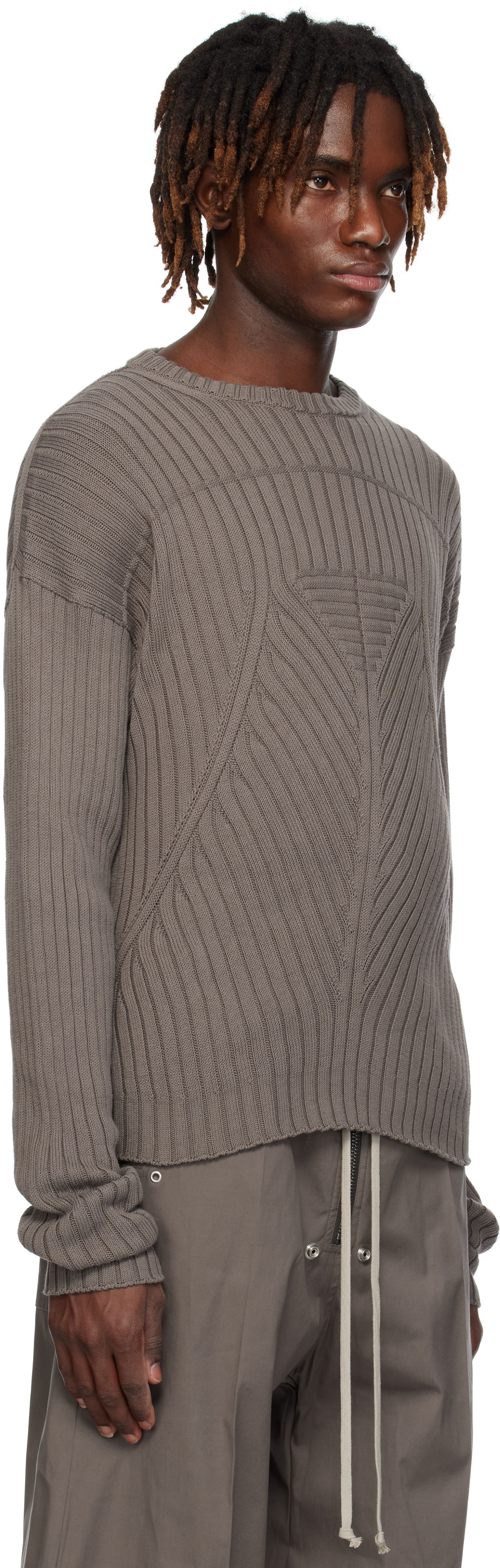 Sweater Rick Owens Rick Owens Hollywood Round Neck Sweater Grå | RU01E5664 KEC, 1