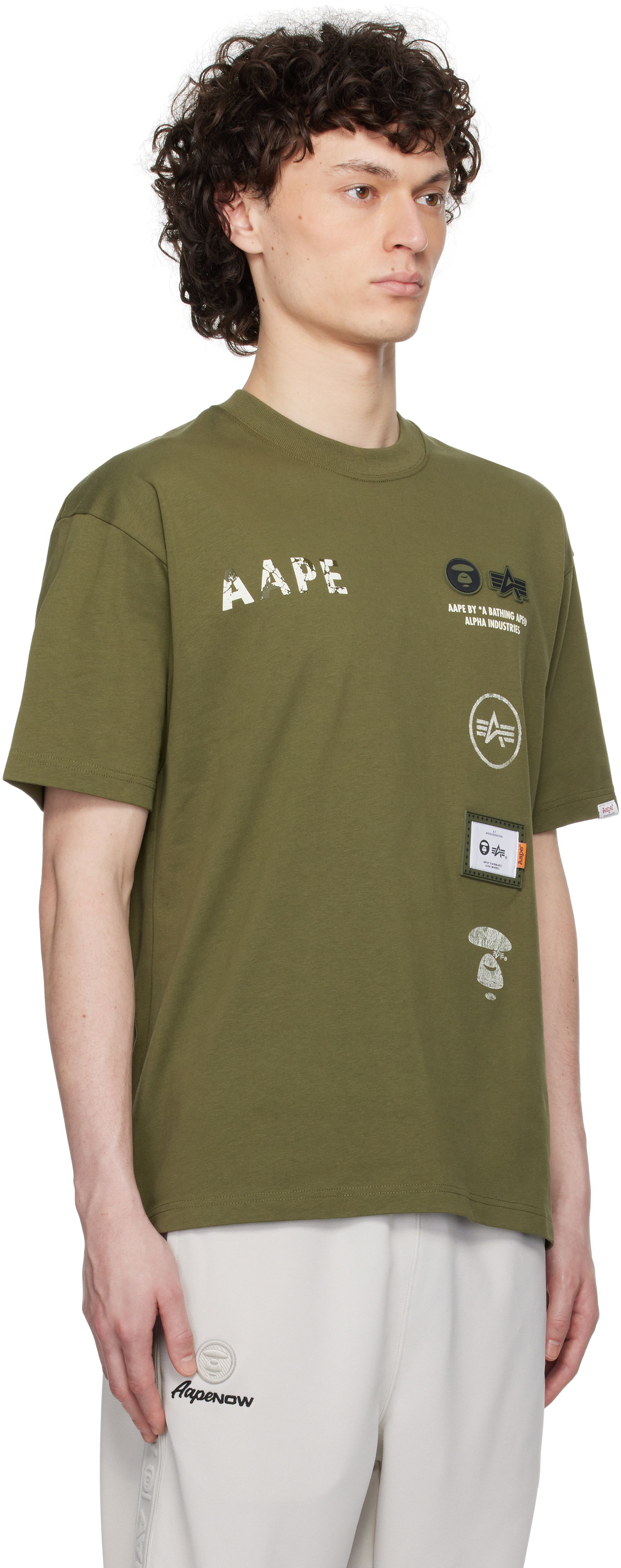 T-shirt AAPE by A Bathing Ape AAPE by A Bathing Ape Alpha Industries Edition 'Universe' T-Shirt Grøn | AAPTEM9712XXNKHD, 1
