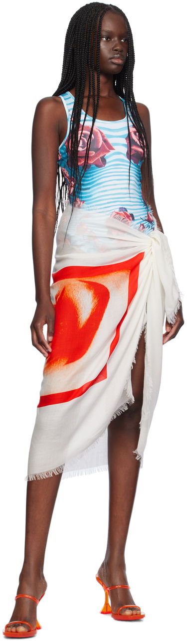 Tørklæde Jean Paul Gaultier 'Eyes And Lips' Sarong Hvid | 24/30-U-JU117-C543-283010, 3