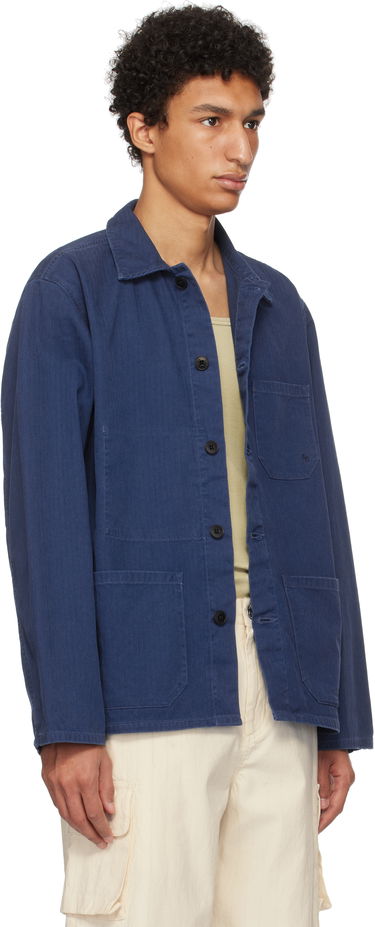 Skjorte Nudie Jeans Buddy Herringbone Chore Jacket Blå | 160881, 1