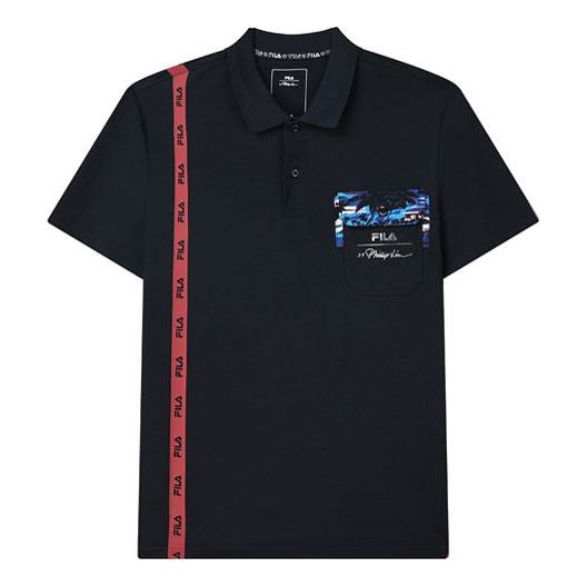 Polo skjorte FILA 3.1 Phillip Lim Crossover Print Short Sleeve Polo Sort | F11M126104F-NV, 0