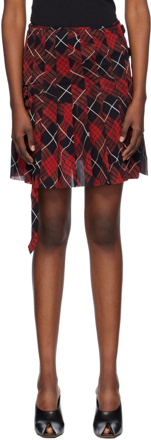 Nederdel Jean Paul Gaultier Distorted Tartan Skirt Rød | 24/31-F-JU105-T568-300001