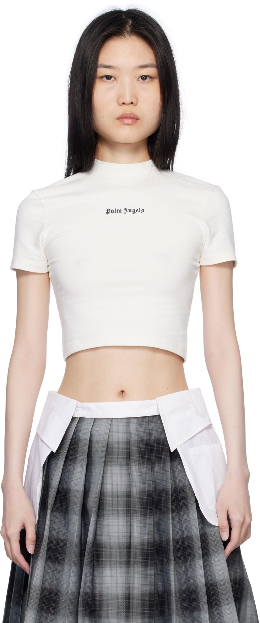 Crop top Palm Angels Classic Logo Crop T-Shirt Hvid | PWAA074C99JER0010310
