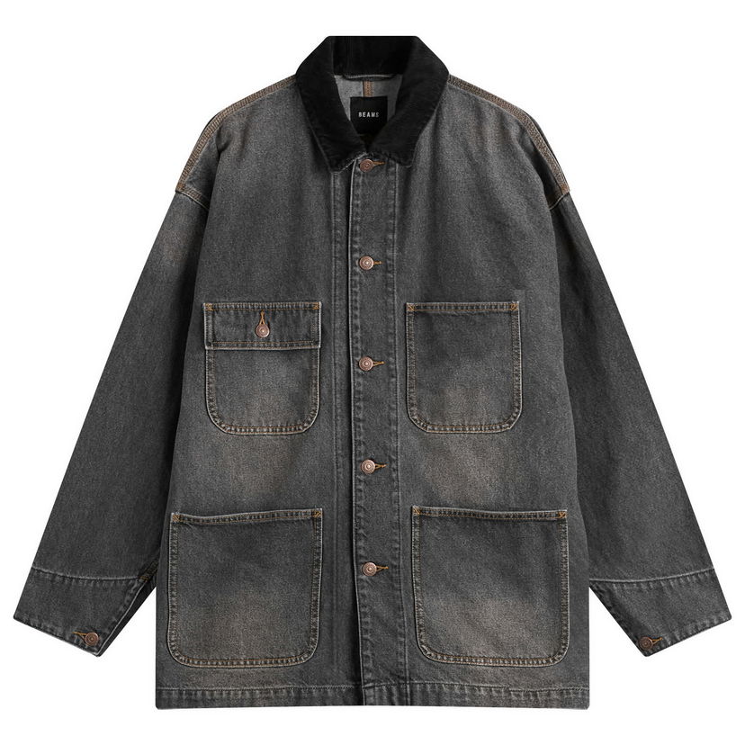 Jakke BEAMS Loose Coverall Denim Jacket, Size Small Grå | 1118-3309-791-19