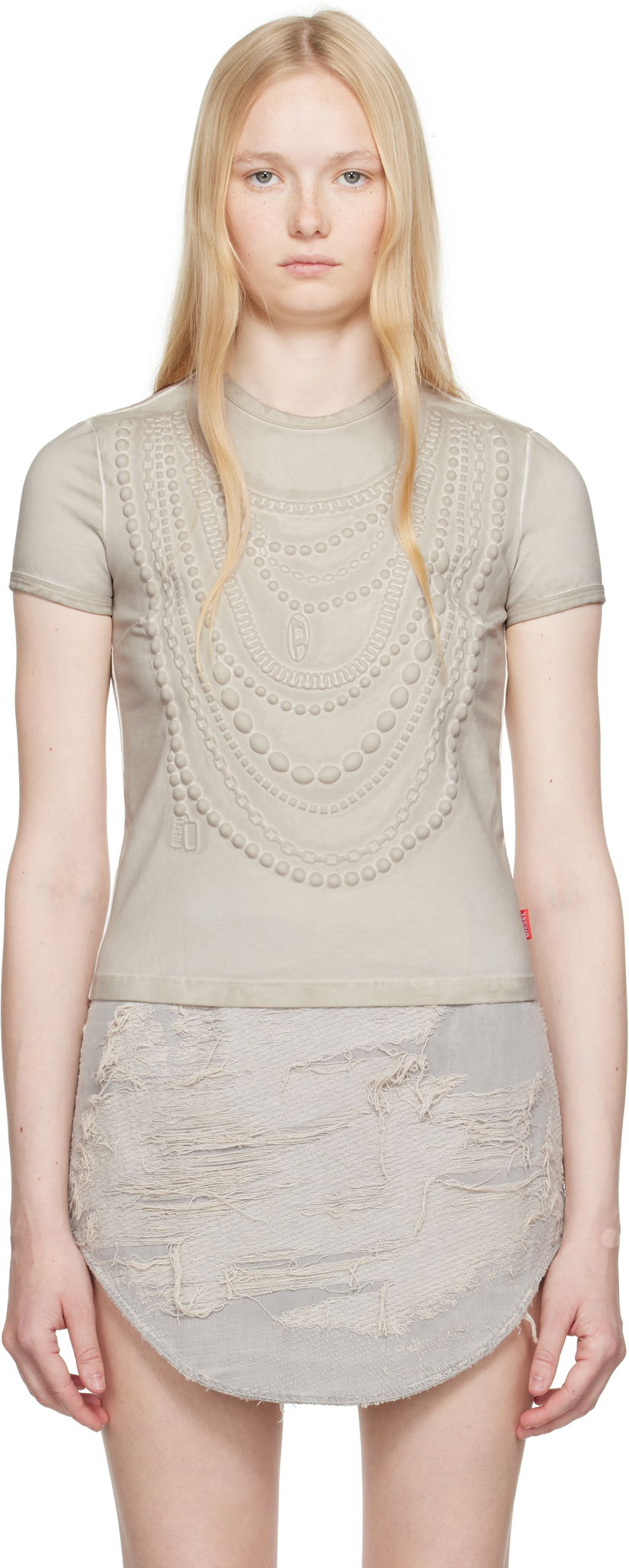 T-shirt Diesel Diesel T-Nekka Necklace Graphic T-Shirt Beige | A18231 0BLBB