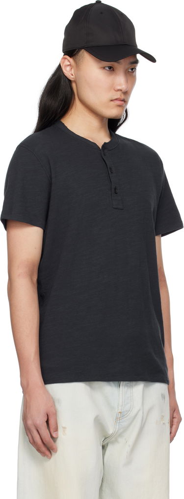 T-shirt rag & bone Rag & Bone Classic Cotton Henley T-Shirt Sort | M000T906G, 1