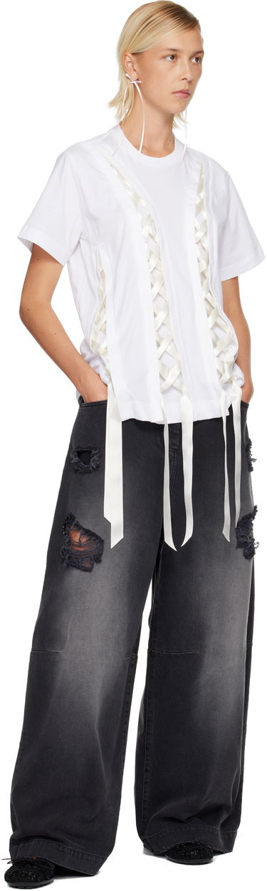 T-shirt Simone Rocha Simone Rocha Unraveling Ribbon T-shirt Hvid | 5368 0553, 3