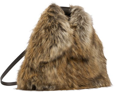 Håndtaske Maison Margiela MM6 Maison Margiela Triangle Crossbody Faux-Fur Bag Brun | SB6WD0026P8486, 2