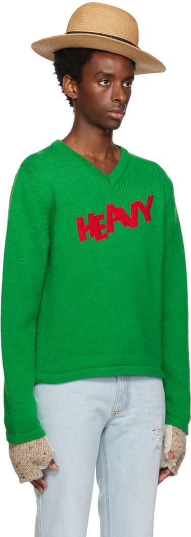 Sweater ERL ERL Men's Patch V-Neck Sweater Grøn | ERL06N008, 3