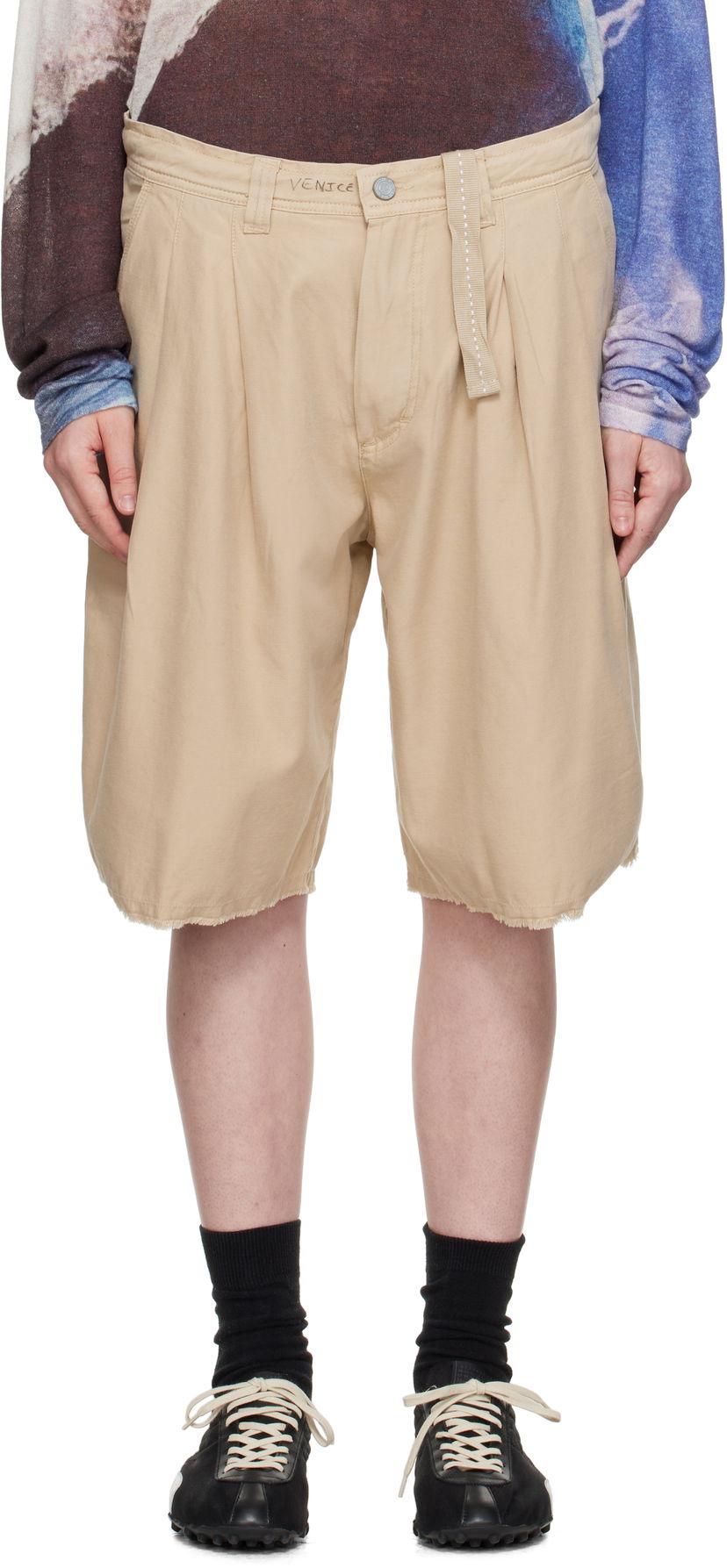 Shorts ERL ERL Distressed Chino Shorts Beige | ERL10P009