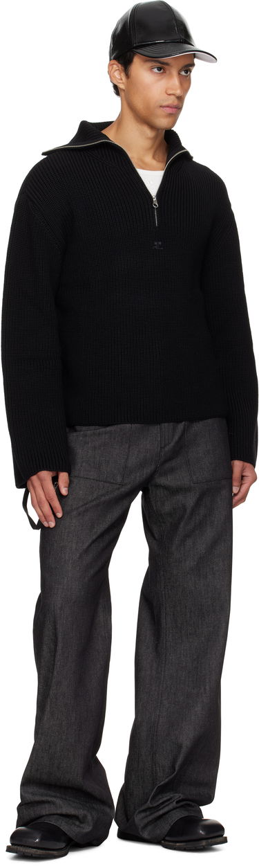 Sweater Courrèges Courrèges Ribbed Wool Trucker Sweater Sort | 325MPU243FI0036, 3