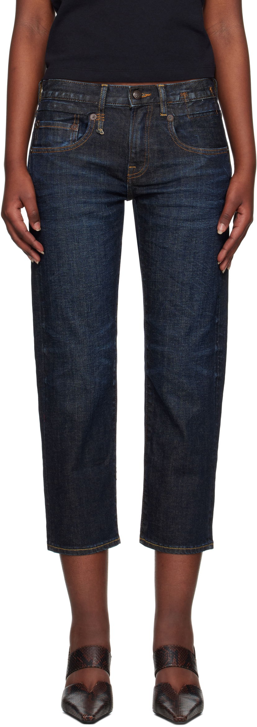 Jeans R13 R13 Boy Straight Cropped Jeans Blå | R13W0091-D099A