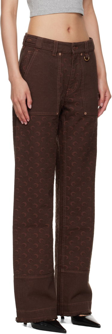 Cargo bukser Marine Serre Marine Serre Moon Jacquard Twill Workwear Cargo Pants Brun | WPA141B CWOV0063, 1
