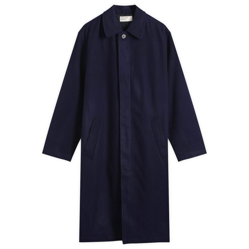 Frakker Universal Works Mowbray Wool Mac Coat, Size Small Mørkeblå | 33104-NVY