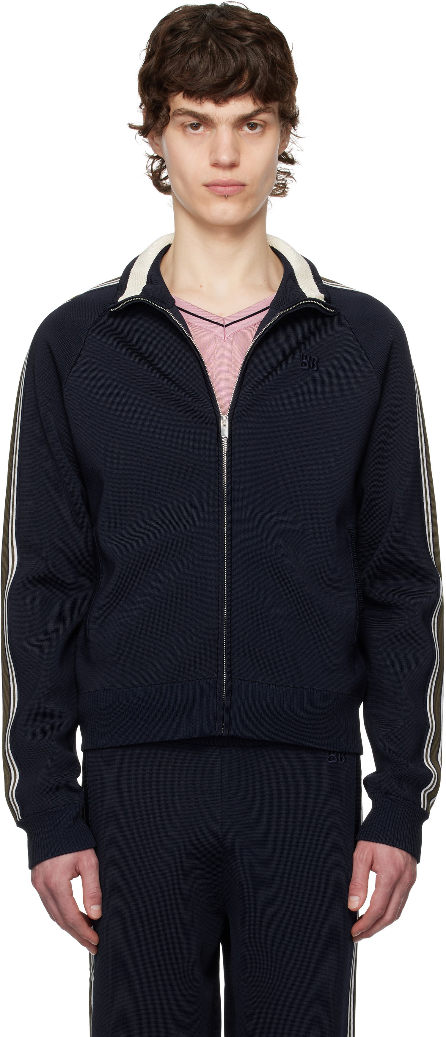 Træningsdragt Wales Bonner Wales Bonner Tide Track Jacket Mørkeblå | US25KN34-KN05-599 BRIGHT RAYON, 0