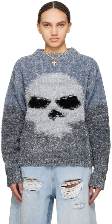 Sweater ERL Intarsia Knit Skull Sweater Grå | ERL08N367, 0