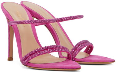 Tilbehør Gianvito Rossi Gianvito Rossi Cannes Crystal-Embellished Suede Heeled Sandals Lyserød | G16090.15RIC.CAM, 3