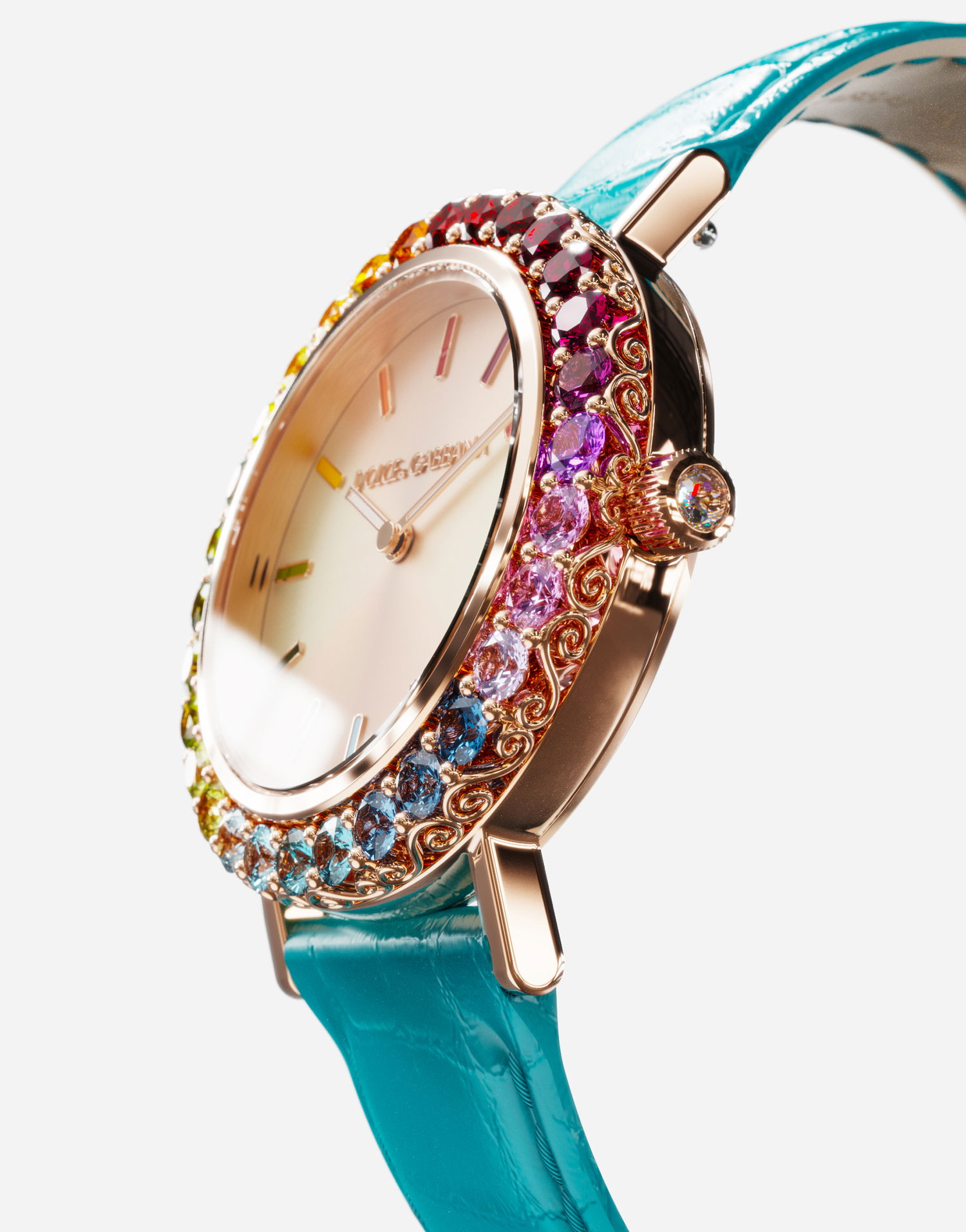 Ur Dolce & Gabbana Dolce & Gabbana Iris Watch with Multi-colored Gems Turkis | WWLB2GXA1XAB0025, 1