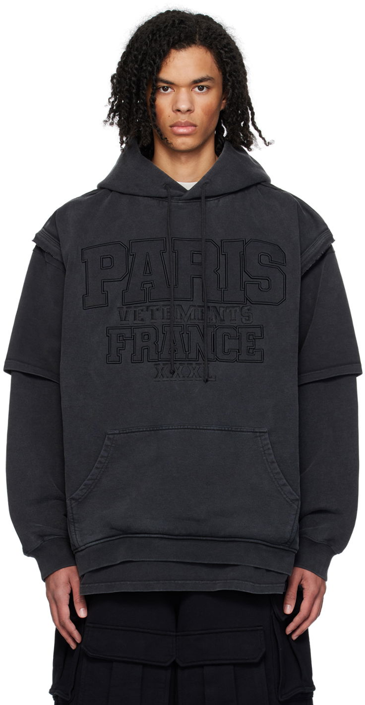 Sweatshirt VETEMENTS XXXL Paris Hoodie Sort | UE64HD280B, 0