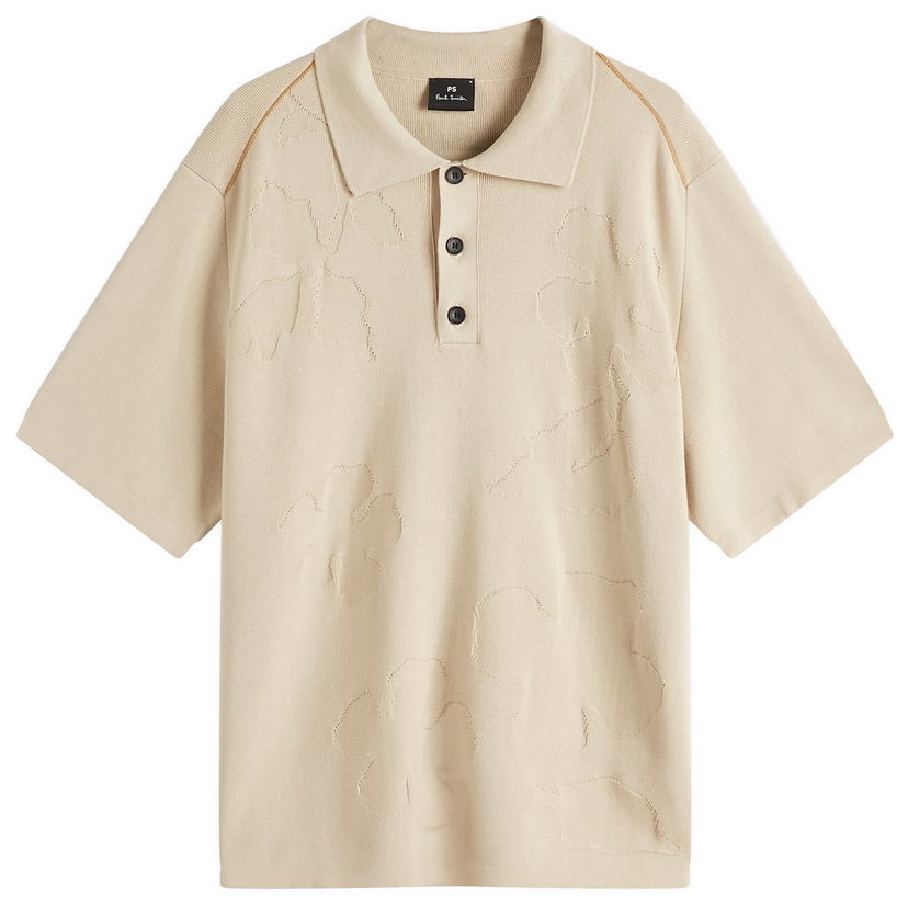 Polo skjorte Paul Smith Paul Smith Flower Knit Polo Shirt, Size Large Beige | M2R-330Z-P22367-03
