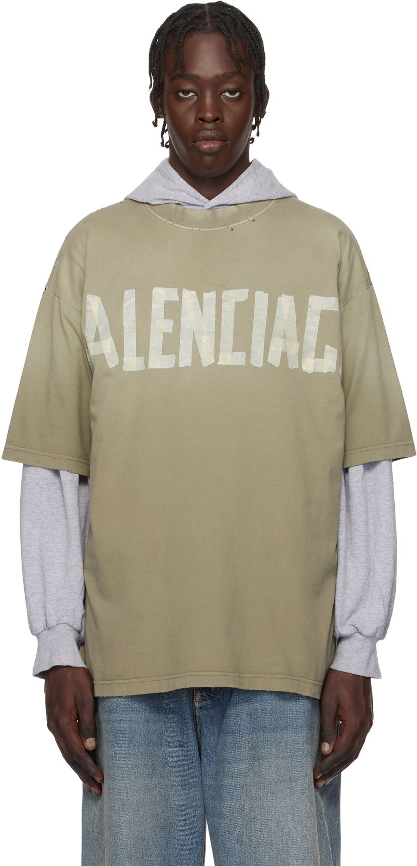 T-shirt Balenciaga New Tape Type Medium Fit T-Shirt Grøn | 739784TOVA9