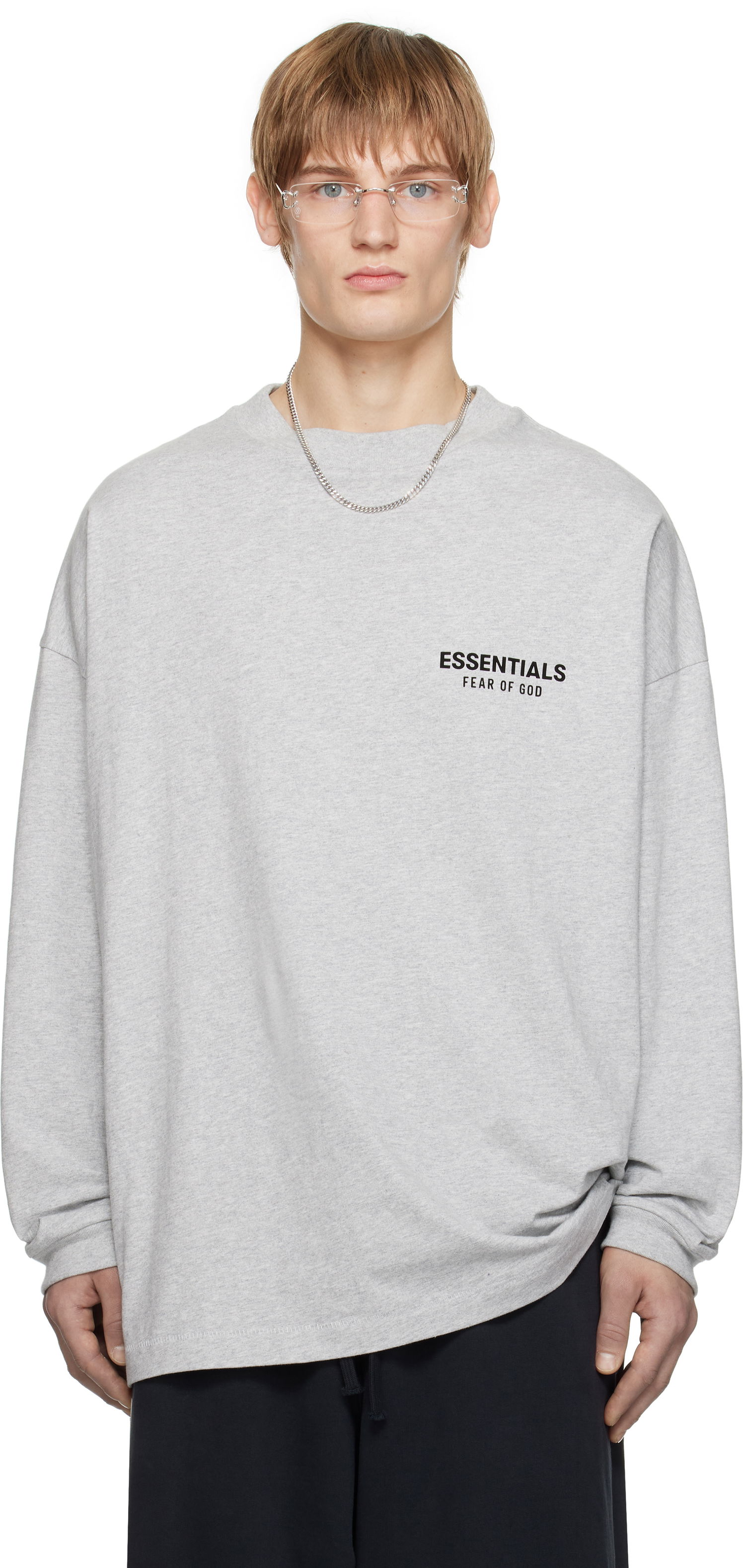 Sweater Fear of God Fear of God ESSENTIALS Jersey Long Sleeve T-Shirt Grå | 125HO244378F, 0