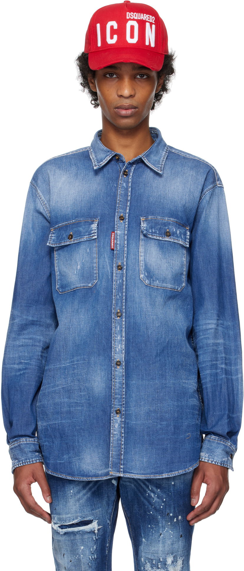 Skjorte DSQUARED2 Dsquared2 Dan Worker Pocket Denim Shirt Blå | S74DM0904_S30341