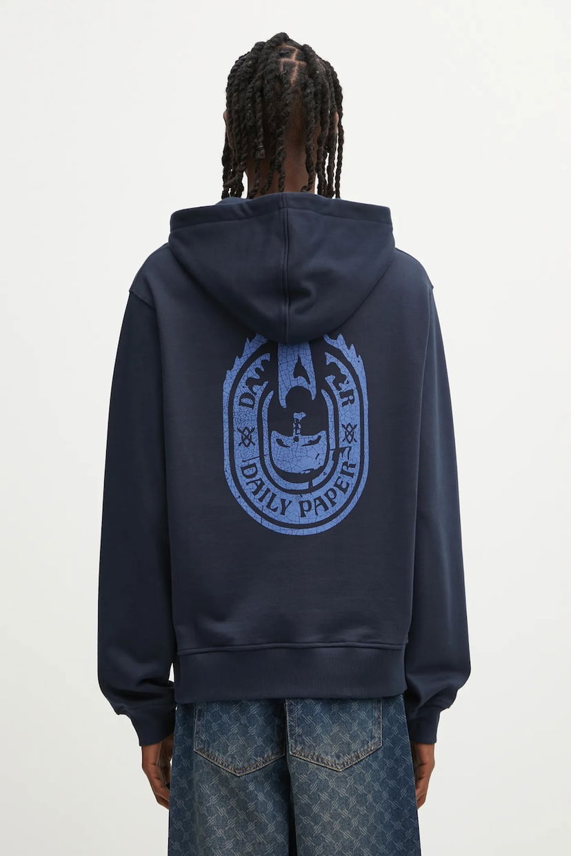 Sweatshirt DAILY PAPER Daily Paper Candle Label Graphic Print Hoodie Mørkeblå | 2521106
