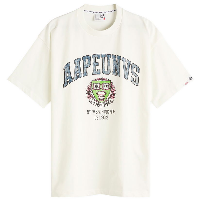 T-shirt AAPE by A Bathing Ape AAPE College Theme T-Shirt, Size Large Hvid | AAPTEM1626XX-IVO