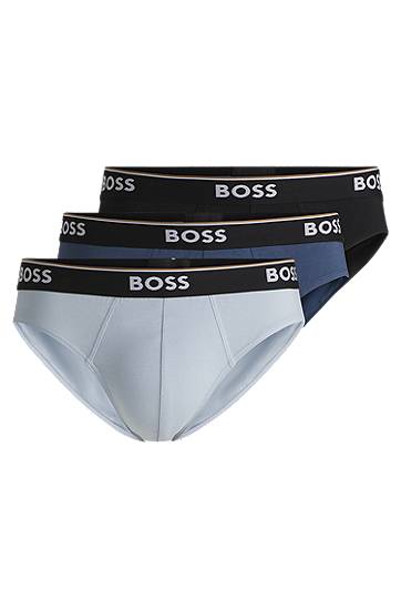 Boksere BOSS BOSS Stretch-Cotton Briefs, 3-Pack with Logo Waistbands Grå | 50531681, 0