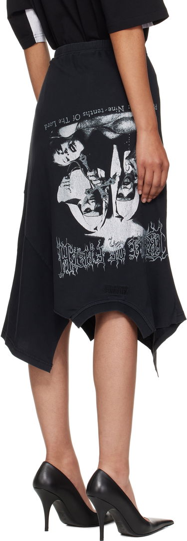 Nederdel VETEMENTS Vetements Cradle Of Filth Print Asymmetrical Midi Skirt Sort | WCF76SK690M, 2